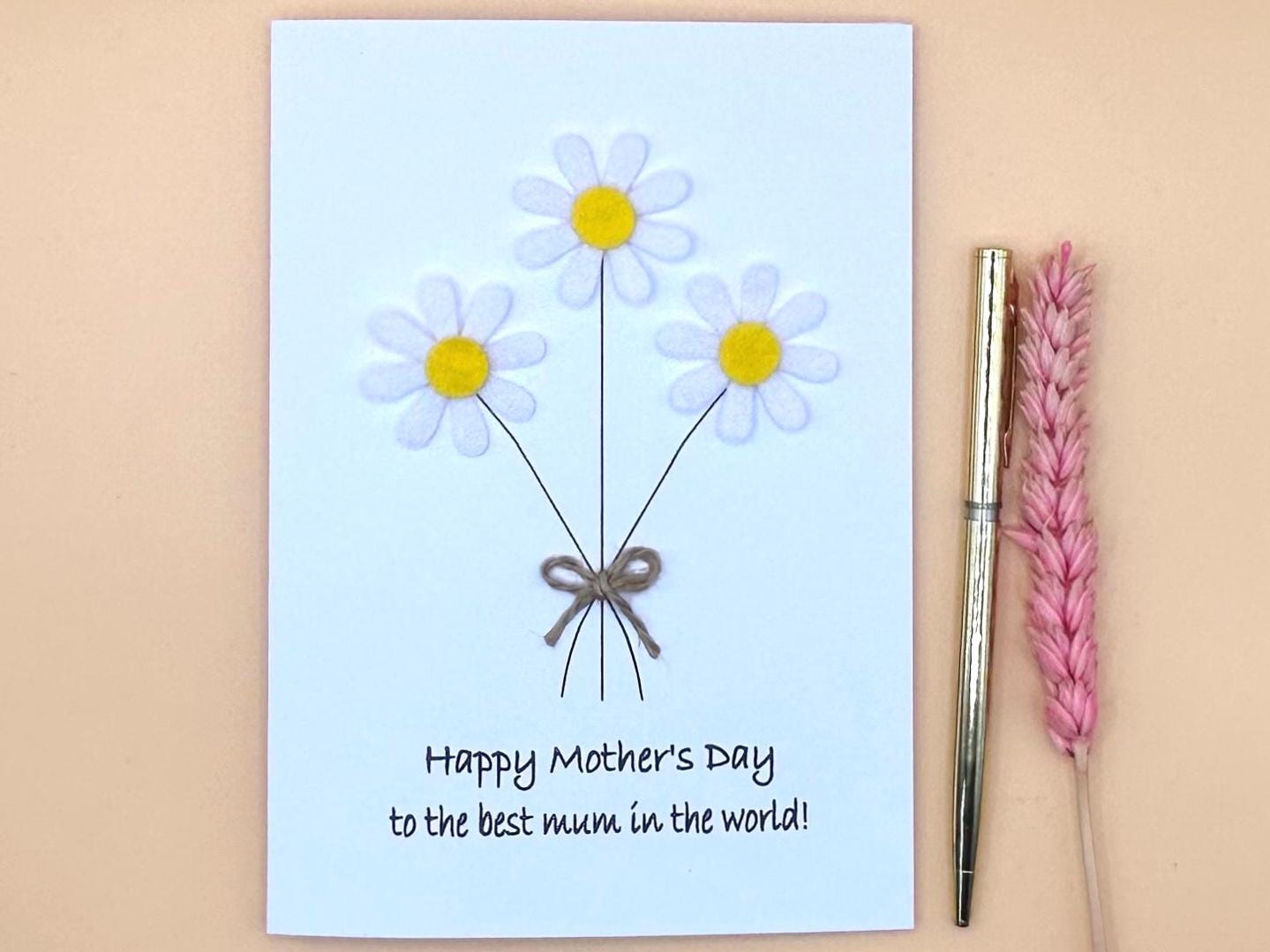 Handmade Daisy Mother's Day Card with Twine Bow
