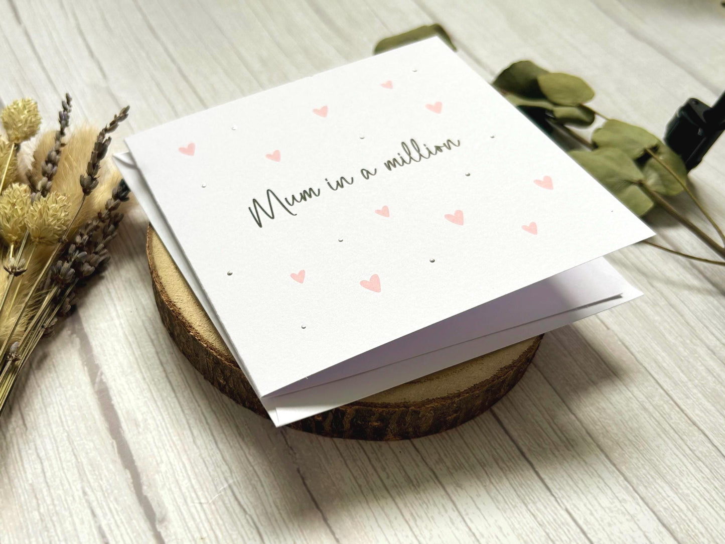 Mum Birthday Card, Mum in a Million Happy Birthday Mum, Pink Hearts