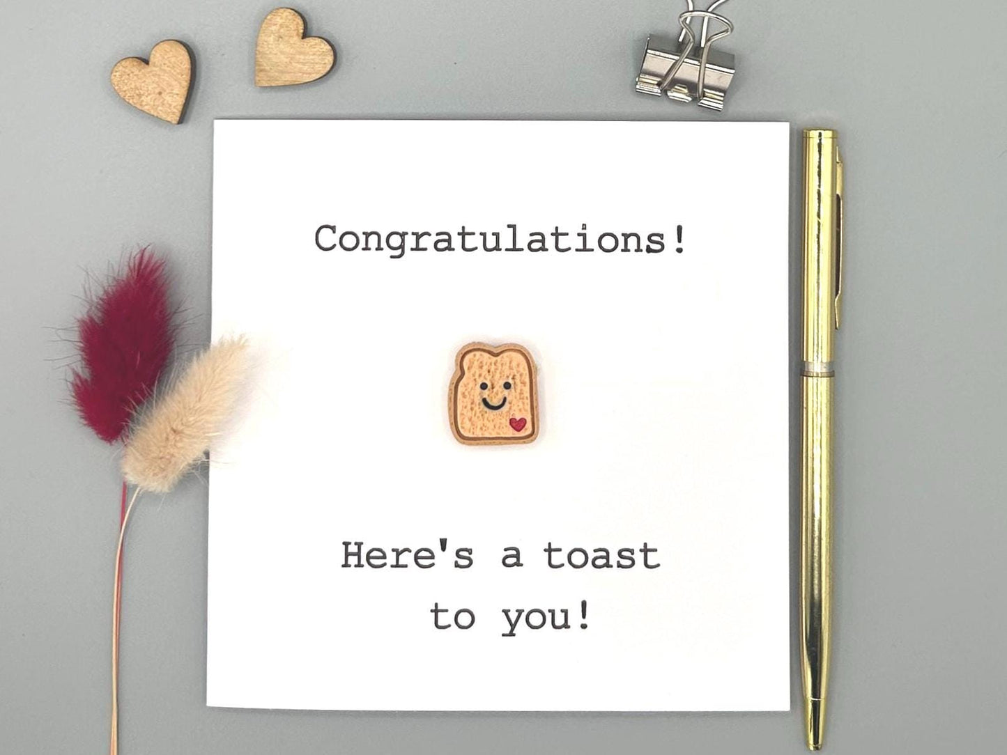 Congratulations Card, Funny New Job Card, Toast To Success Pun, Exam Well Done With Resin Toast