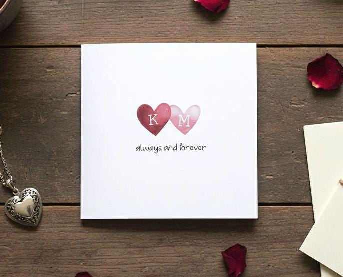 Customised Valentines Card With Initials