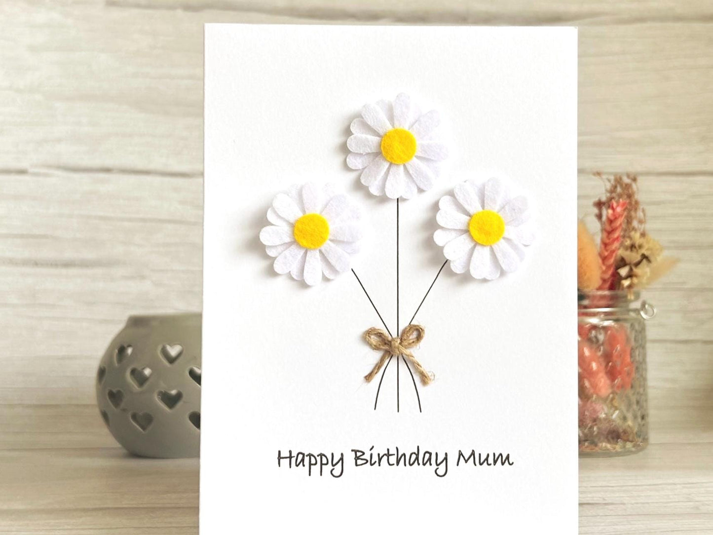 Handmade Daisy Birthday Card, Custom Card for Mum, Daughter, Sister, Ecofriendly Card