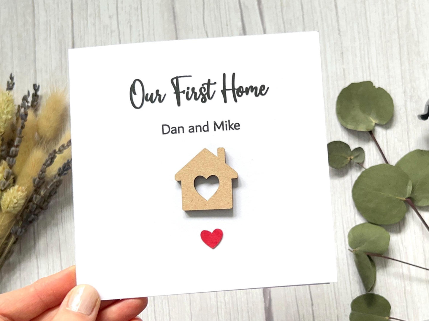 Personalised New Home Card, Wooden House, Moving Card