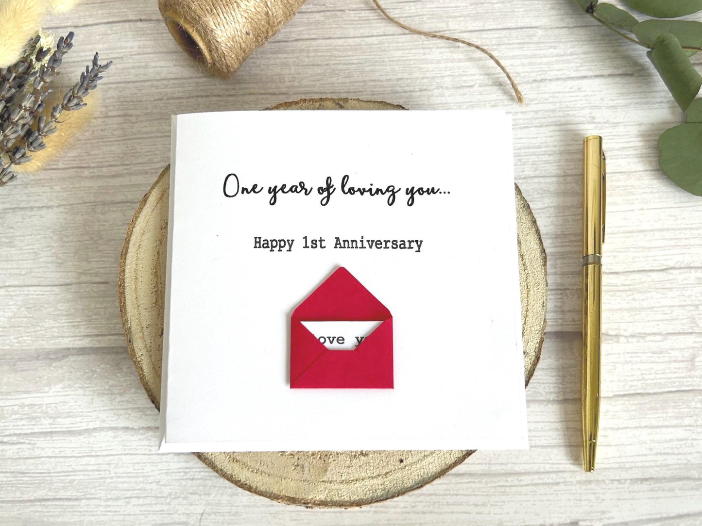 Personalised First Anniversary Card, Romantic Hidden Message Card,