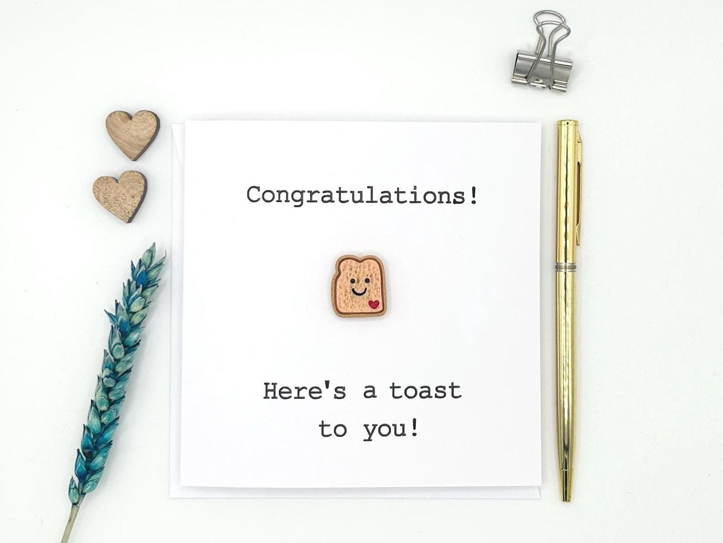 Congratulations Card, Funny New Job Card, Toast To Success Pun, Exam Well Done With Resin Toast
