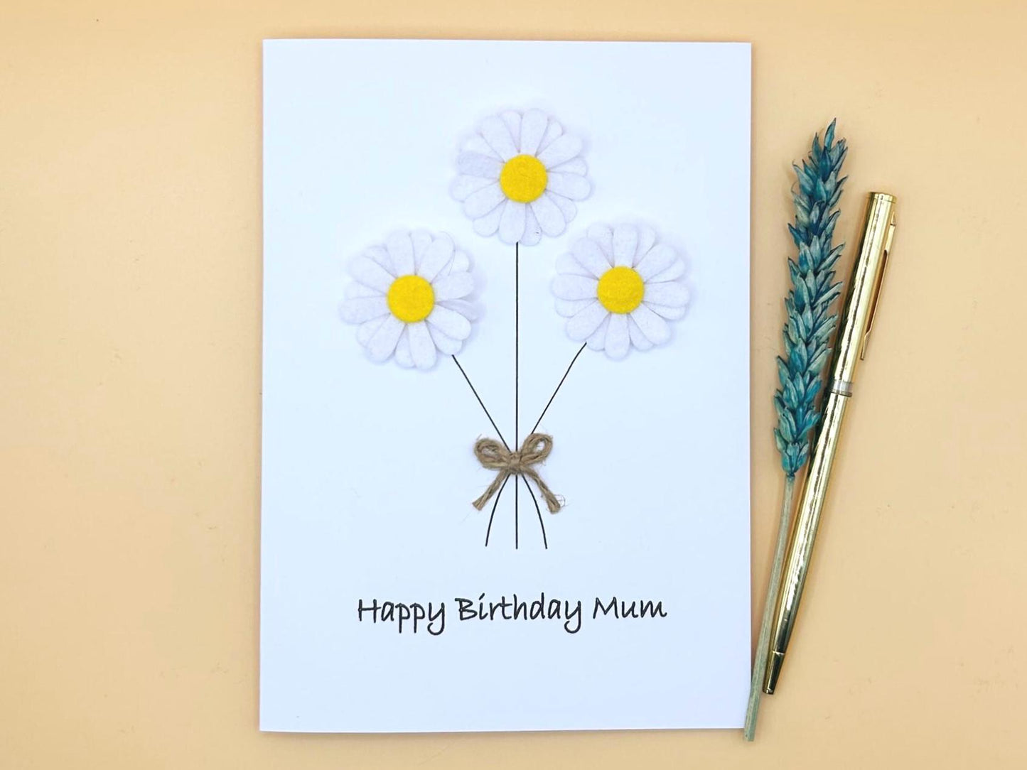 Handmade Daisy Birthday Card, Custom Card for Mum, Daughter, Sister, Ecofriendly Card