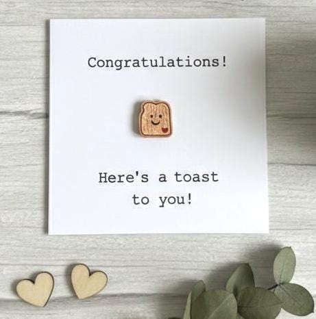 Congratulations Card, Funny New Job Card, Toast To Success Pun, Exam Well Done With Resin Toast
