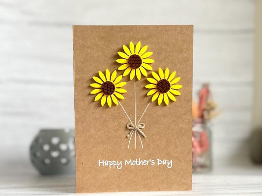 Sunflower Mothers Day card, Handcrafted Mothers Day Card, Card for Mum with Sunflowers