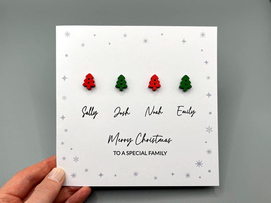 Merry Christmas To A Special Family - Personalised Christmas Card with Names - Christmas Tree Greetings Card