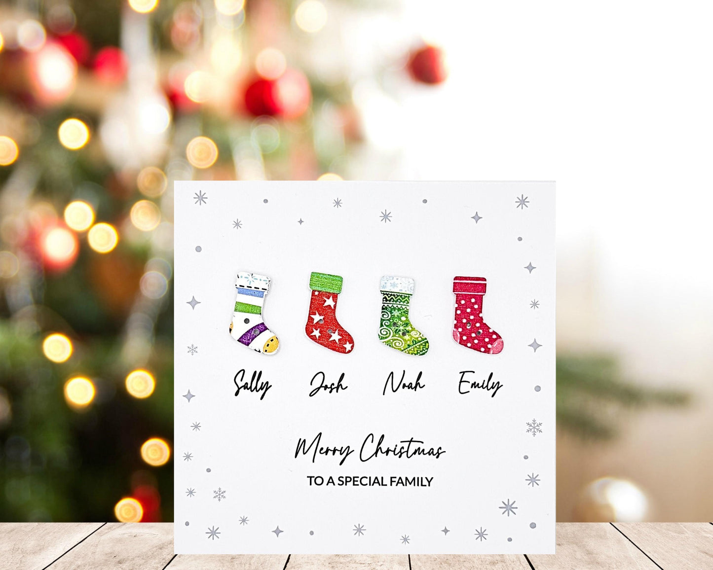 Merry Christmas To A Special Family - Personalised Christmas Card with Names - Christmas Tree Greetings Card
