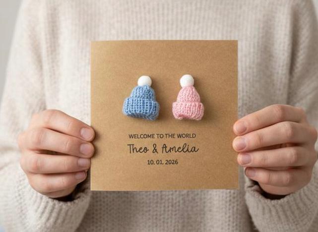 Congratulations on New Baby Card, New Daughter Card, Personalised Baby Boy Card, New Parents Card, It’s Twins