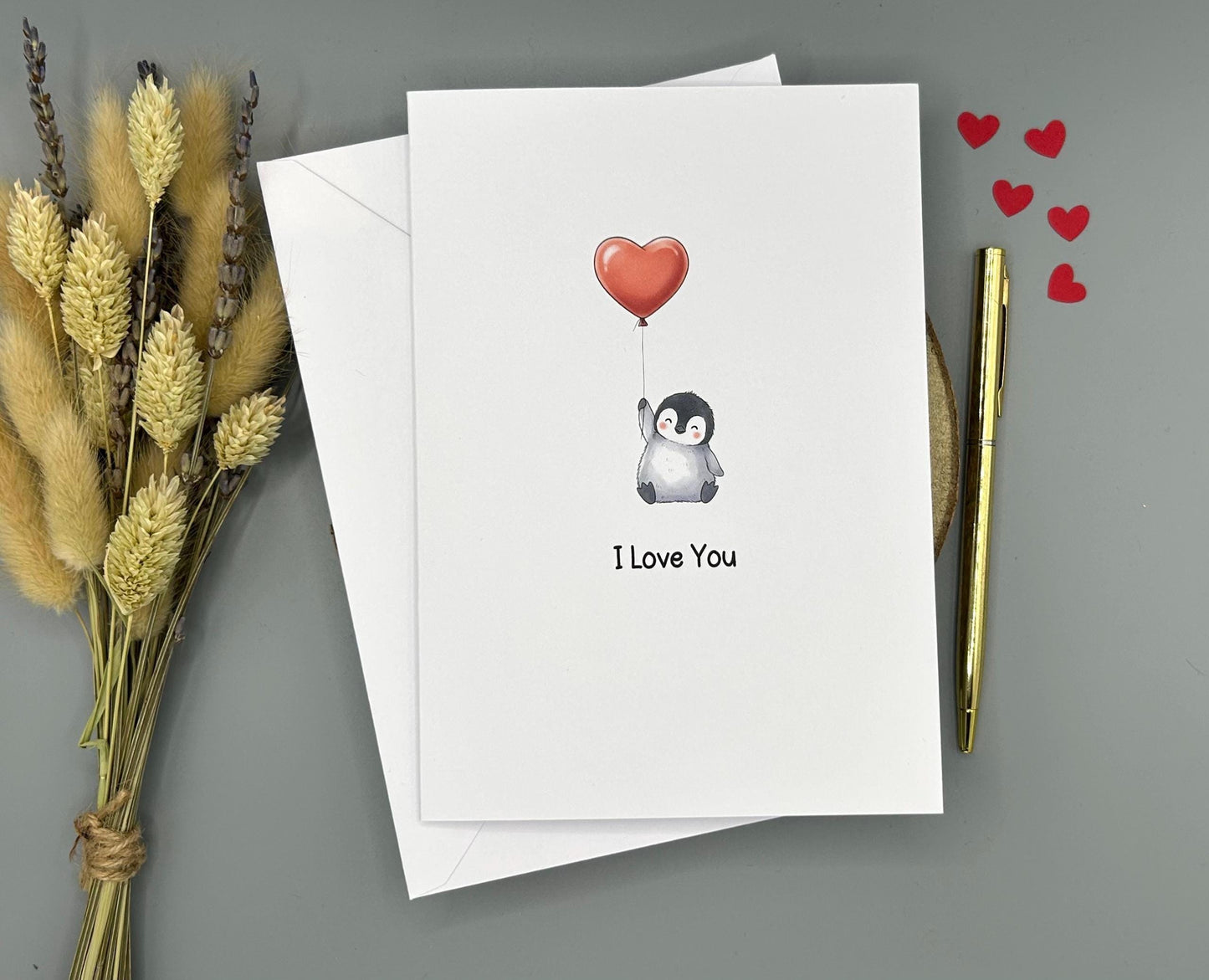 Penguin Love Heart Card - I Love You