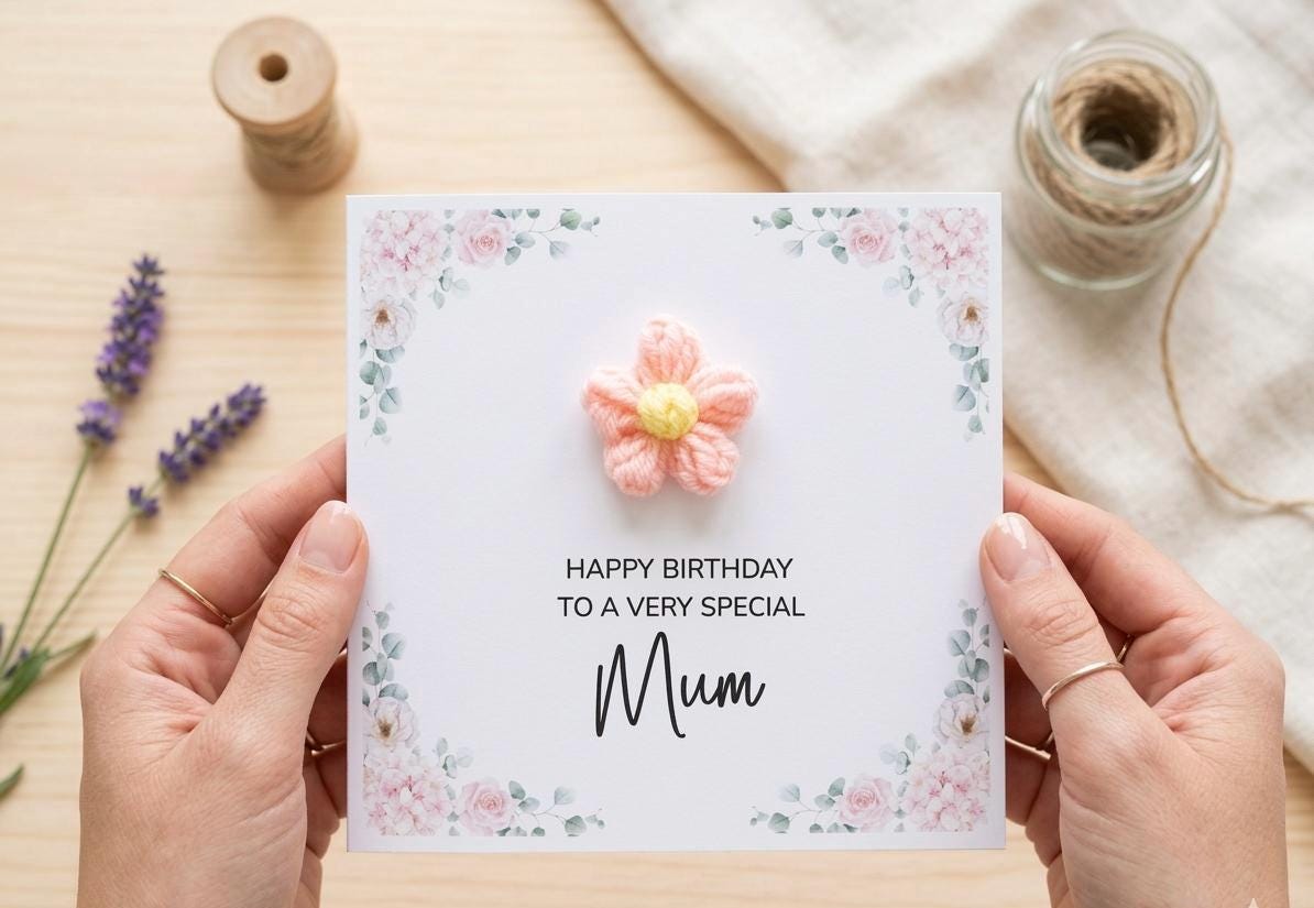 3D Flower Birthday Card, Handmade Flower Card For Her, Personalised Greeting