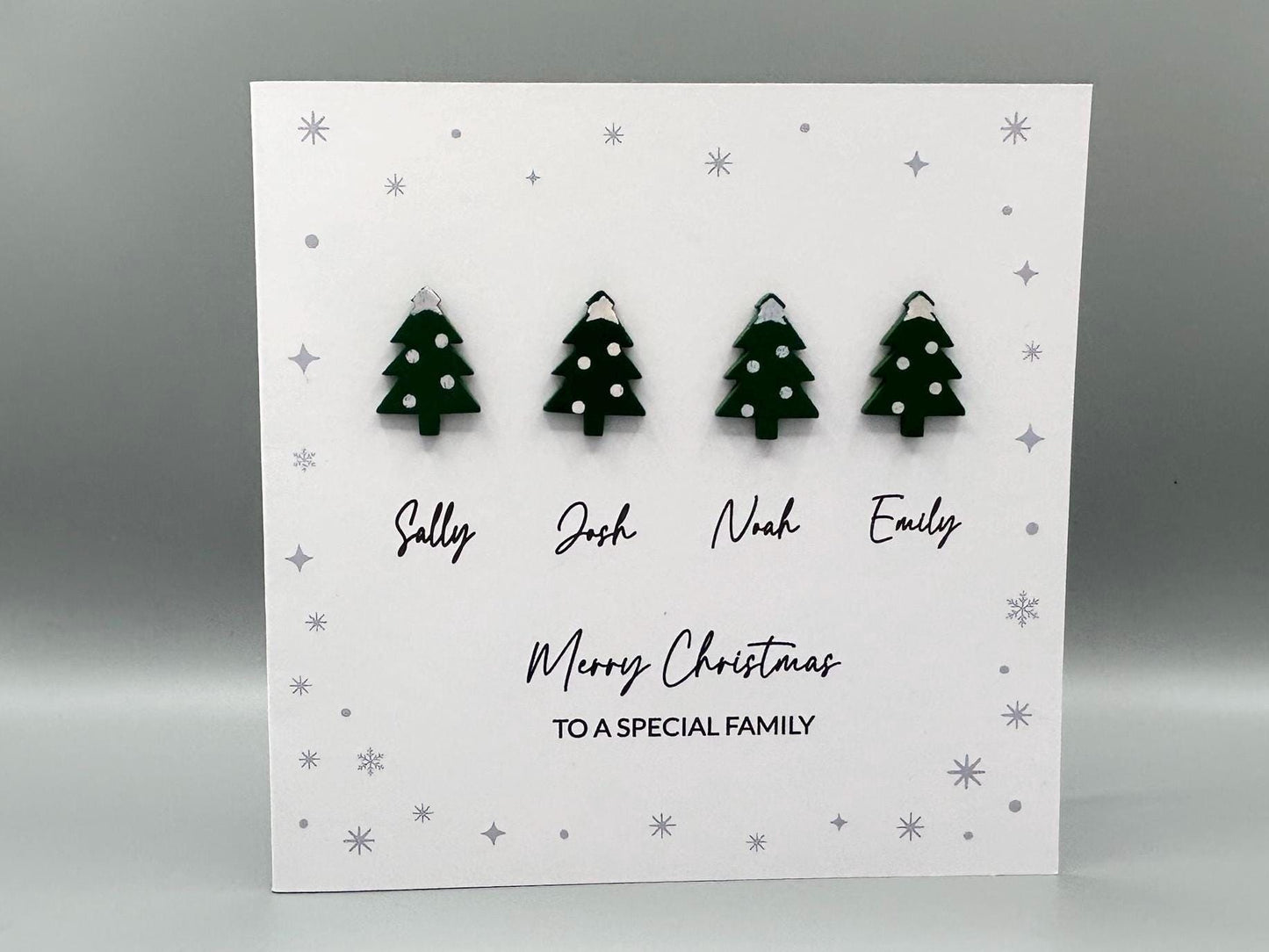 Merry Christmas To A Special Family - Personalised Christmas Card with Names - Christmas Tree Greetings Card