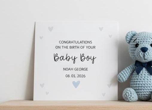New Baby Card, New Baby Boy Card, Welcome To The World Card, New Baby Boy Card, New Baby Gifts, Newborn Card