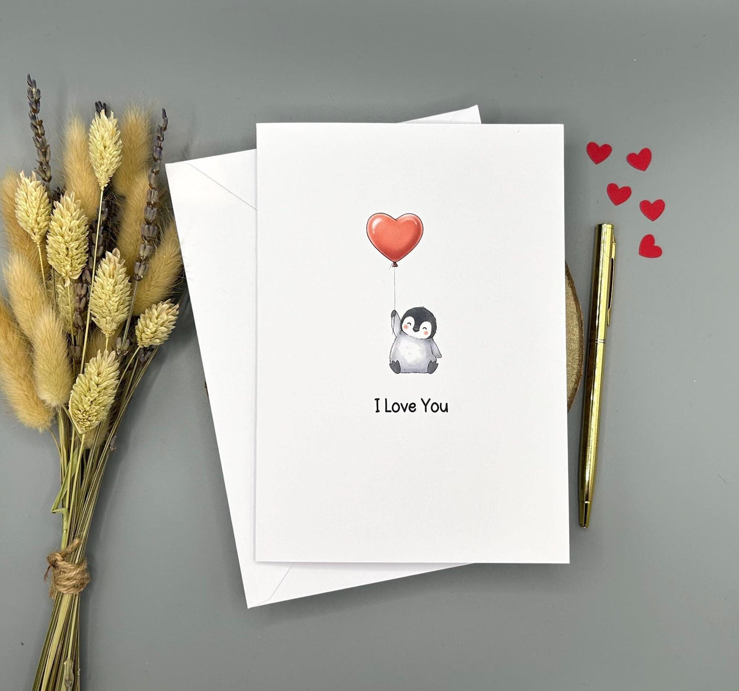 Penguin Love Heart Card - I Love You