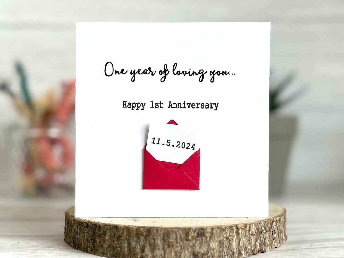 Personalised First Anniversary Card, Romantic Hidden Message Card,