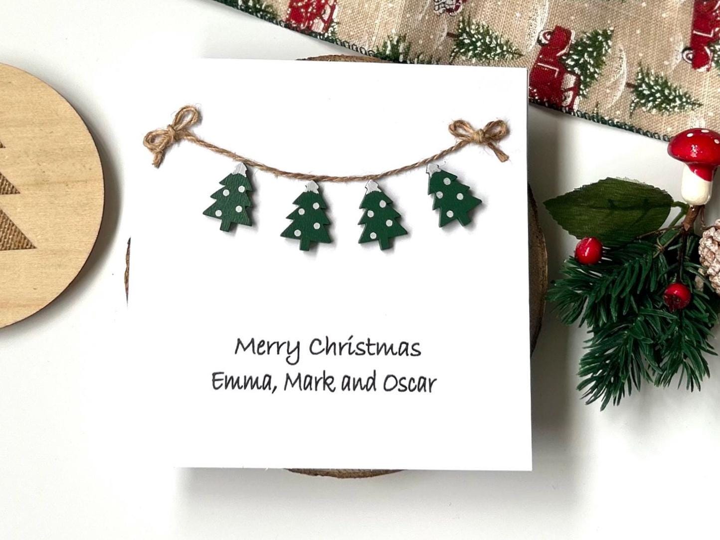 Handmade Christmas Stocking Card – Custom Family Names