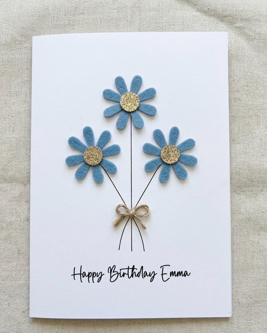 Personalised Happy Birthday Card, Daisy Handmade Card, Birthday Gift For Her, Card for Mum, Sister, Auntie, Daughter, Custom Card