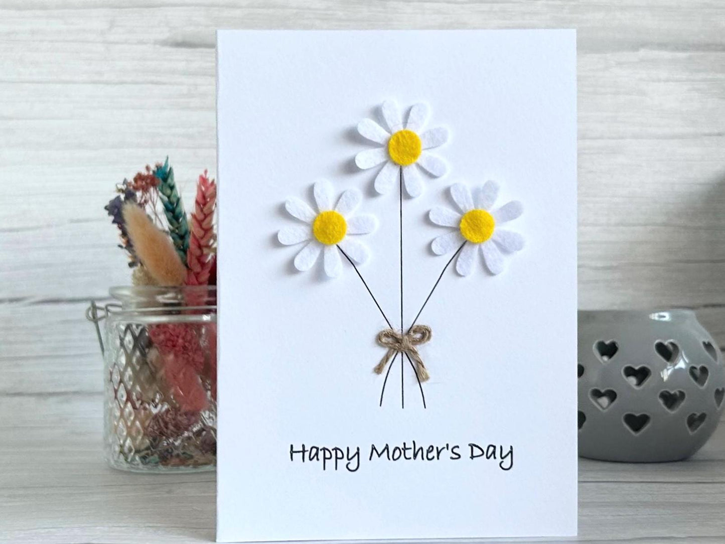 Handmade Daisy Mother's Day Card with Twine Bow