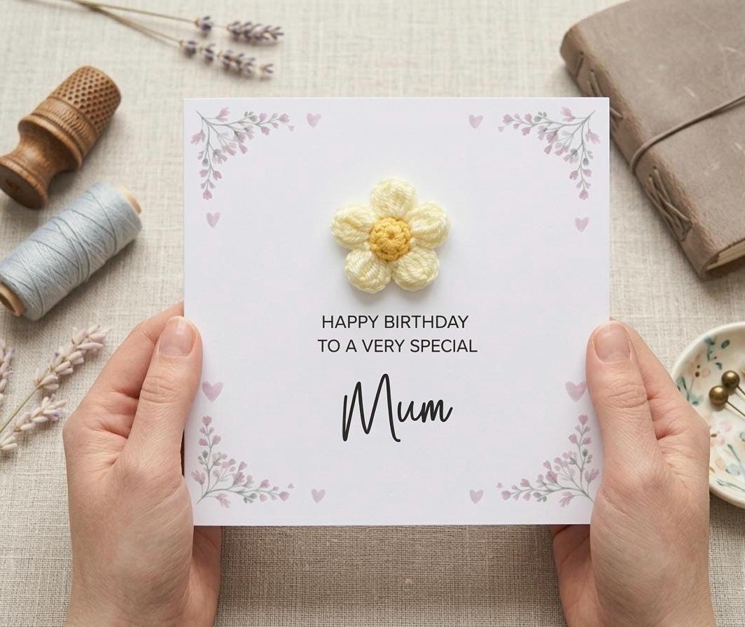 Personalized 3D Flower Birthday Card for Mum - Custom Name & Message