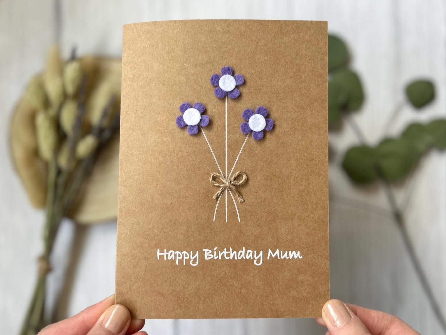 Personalised Mum Birthday Card, 3D Felt Daisy Flower Card, Handmade Birthday Card for Her, Special Mum Keepsake