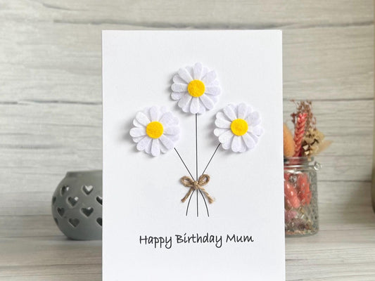 Handmade Daisy Birthday Card, Custom Card for Mum, Daughter, Sister, Ecofriendly Card