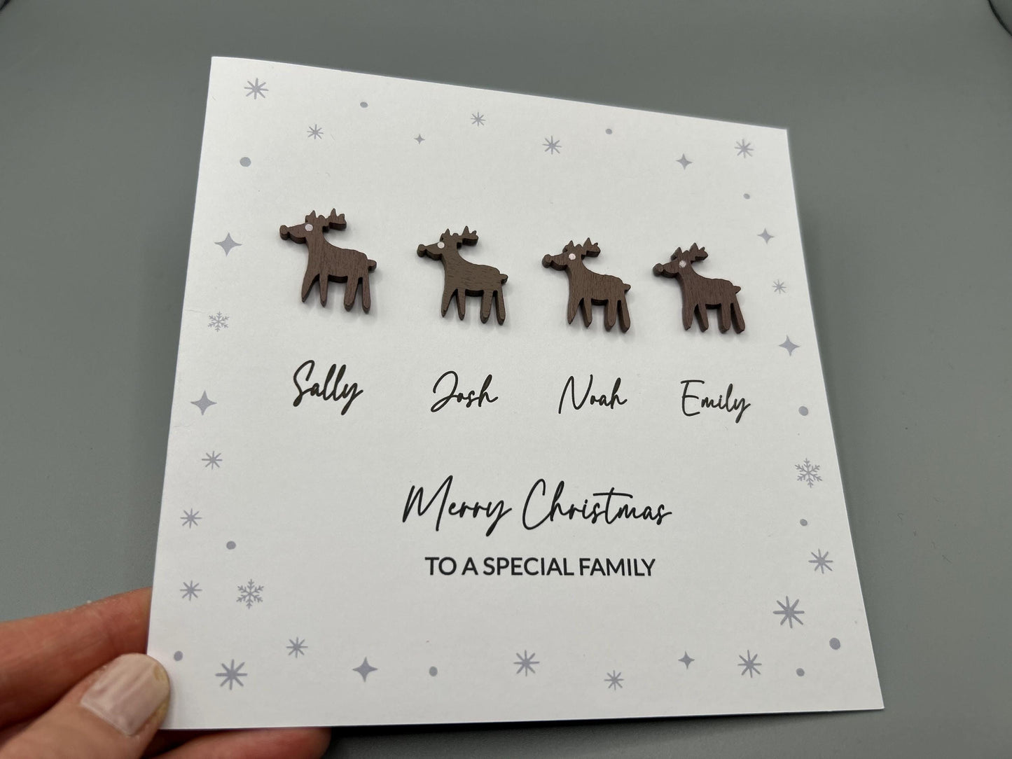 Merry Christmas To A Special Family - Handmade Festive Card with Personalised Names