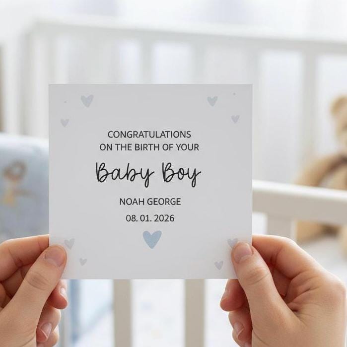 New Baby Card, New Baby Boy Card, Welcome To The World Card, New Baby Boy Card, New Baby Gifts, Newborn Card