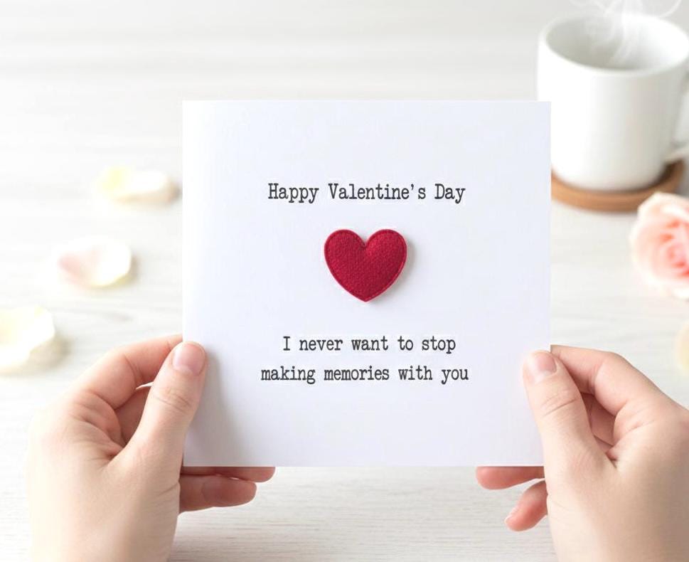 Sentimental Valentine's Day Card With Red Velvet Heart