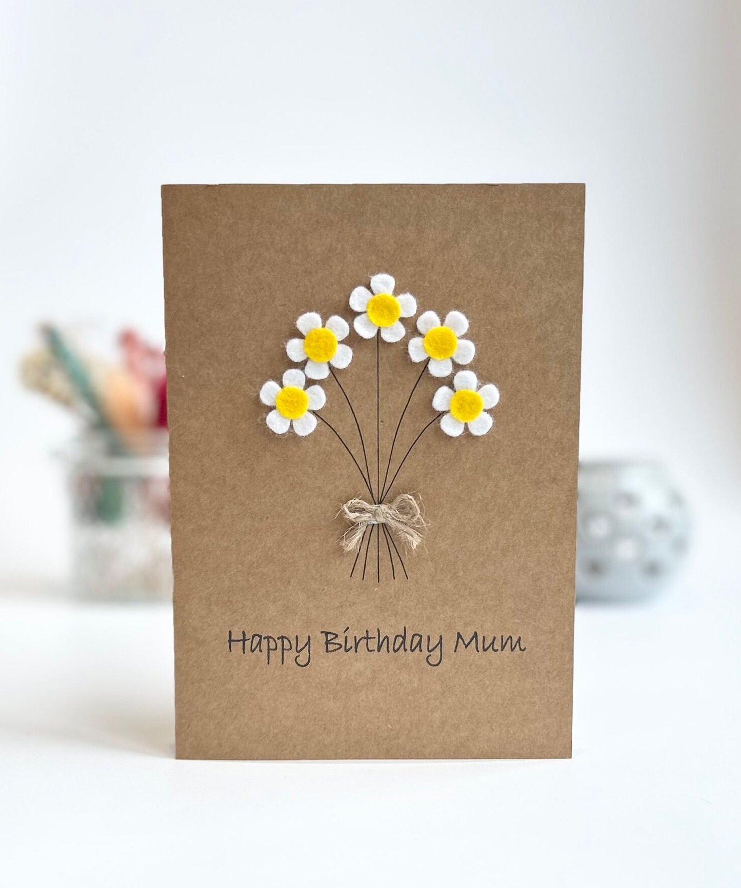 Personalised Birthday Card for Mum, Handmade Mum Birthday Card, Flower Card for Her