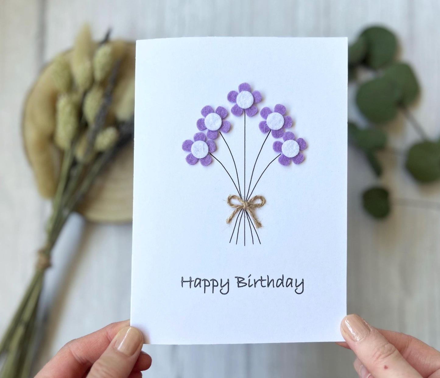 Personalised Daisy Birthday Card, Handmade Felt Flower Card