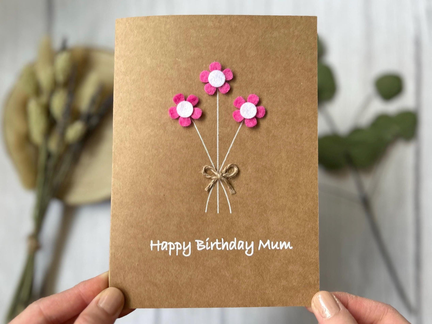 Personalised Mum Birthday Card, 3D Felt Daisy Flower Card, Handmade Birthday Card for Her, Special Mum Keepsake