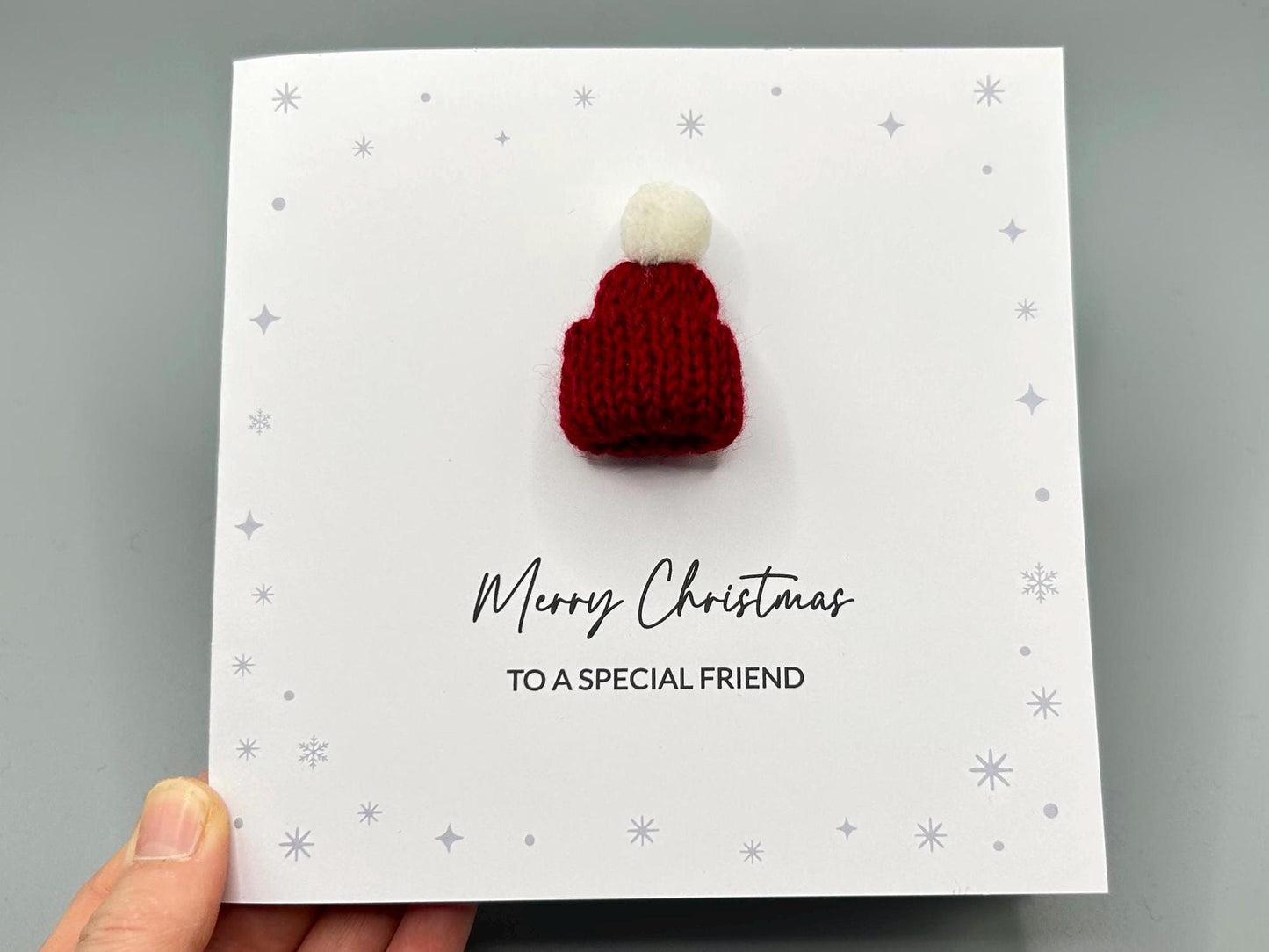 3D Knitted Bobble Hat Handmade Christmas Card - Merry Christmas To A Special Friend