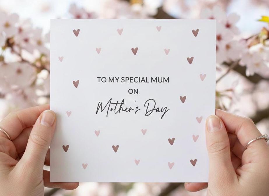 Mother's Day Card, Happy Mother's Day To A Special Mum Card, Heart Confetti, Pink Hearts For Mum