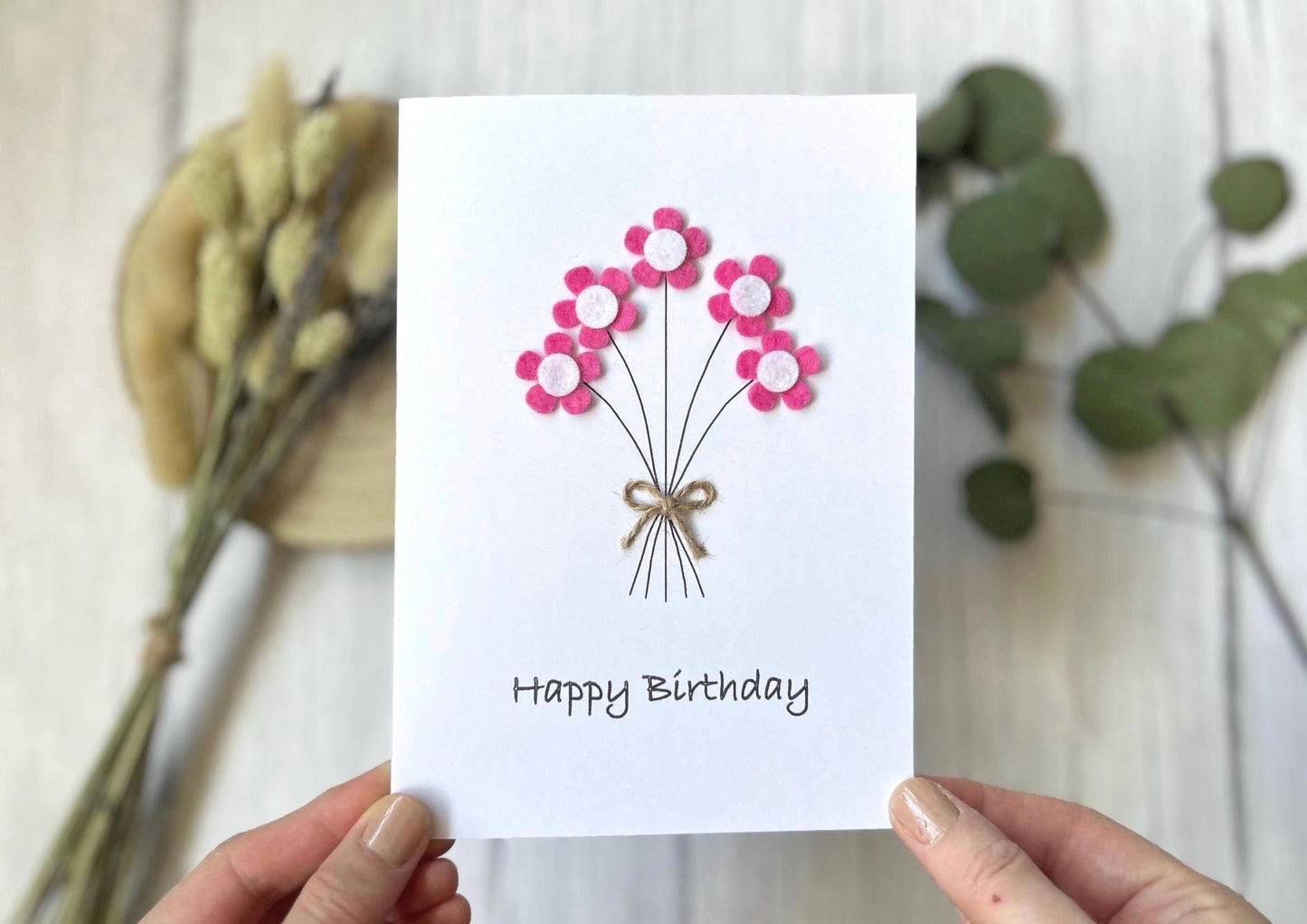 Personalised Daisy Birthday Card, Handmade Felt Flower Card