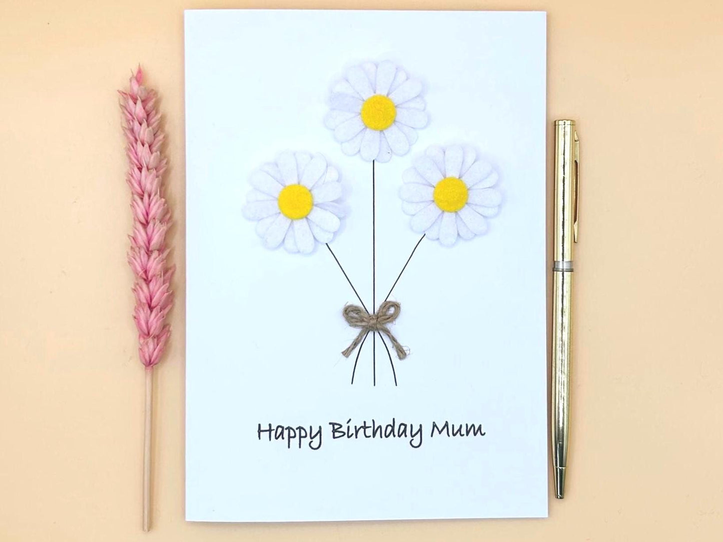 Handmade Daisy Birthday Card, Custom Card for Mum, Daughter, Sister, Ecofriendly Card
