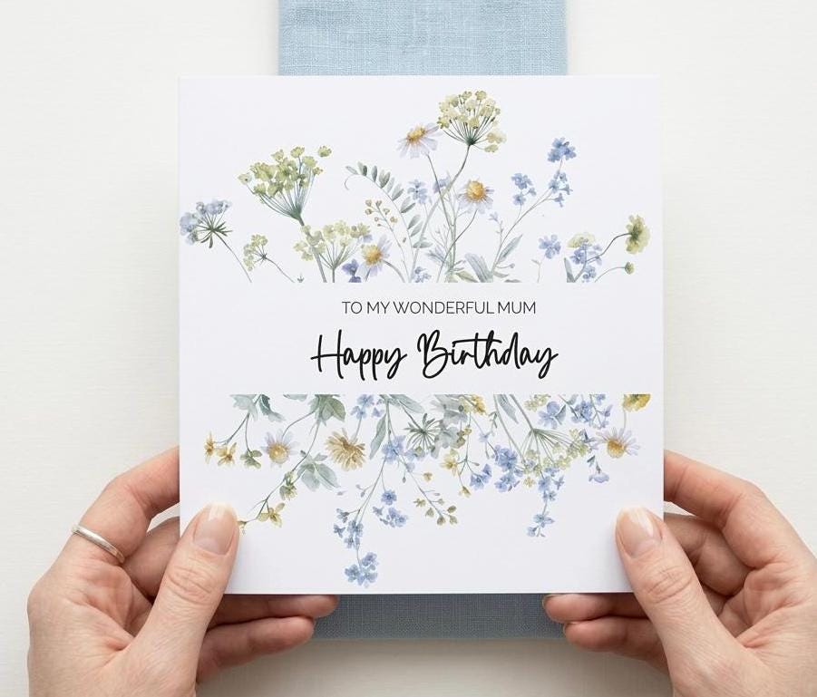 Floral Border Birthday Card for Mum - Wildflower Design, Happy To A Special Mum
