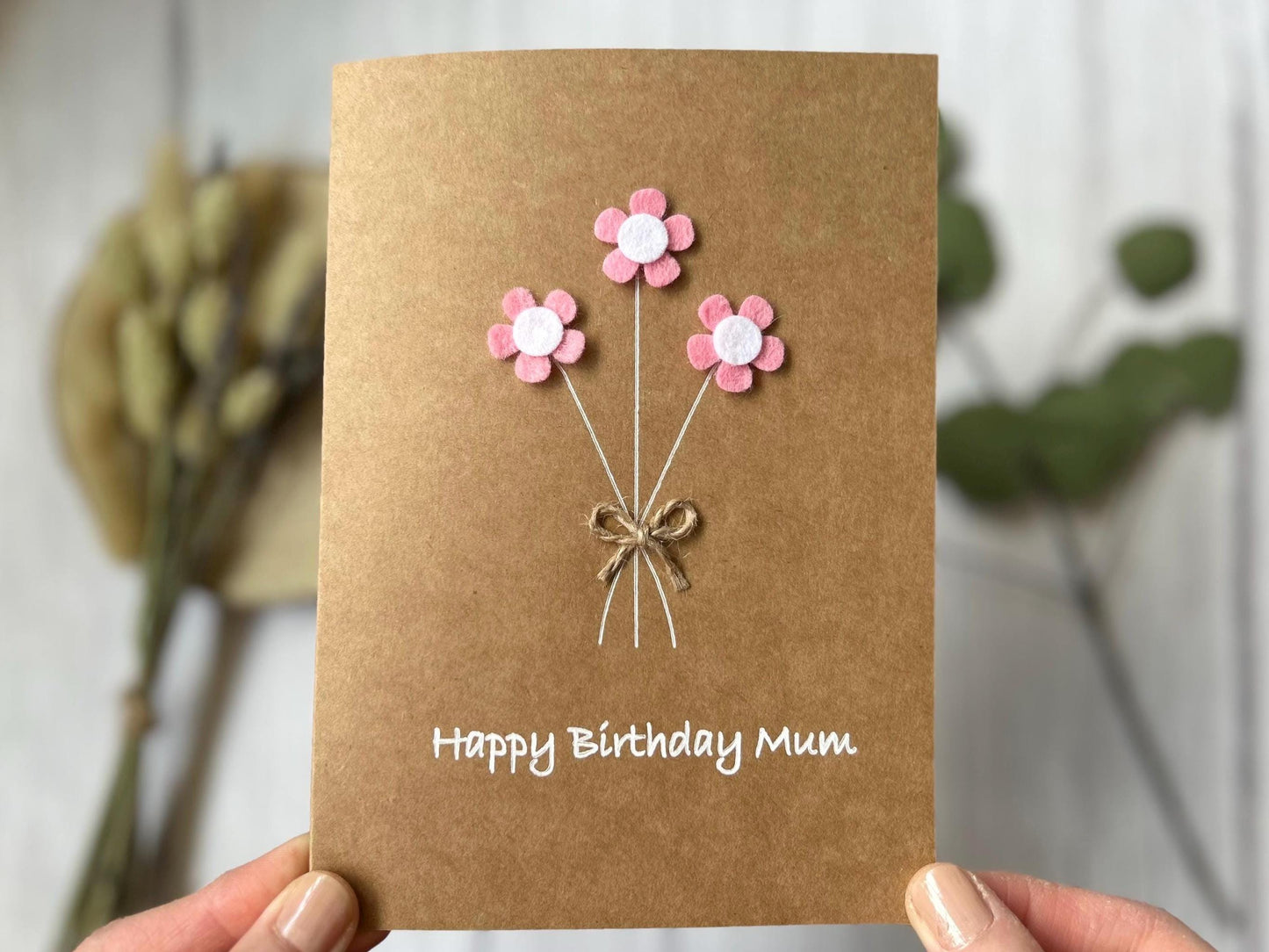 Personalised Mum Birthday Card, 3D Felt Daisy Flower Card, Handmade Birthday Card for Her, Special Mum Keepsake