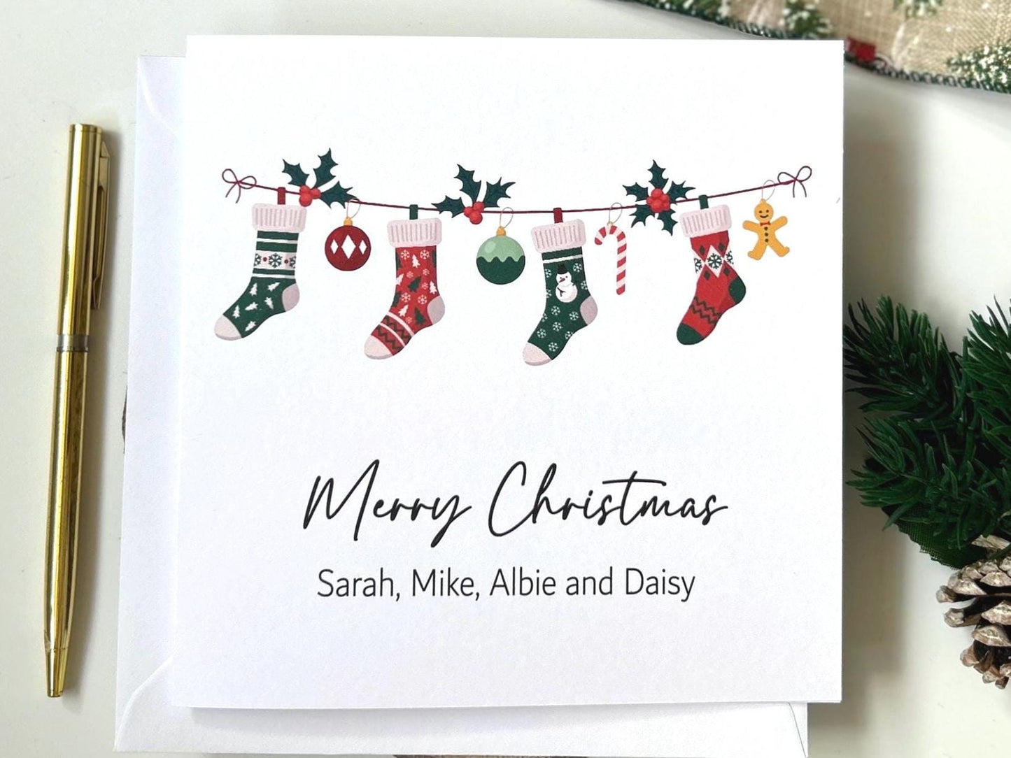 Christmas Stocking Card - custom message
