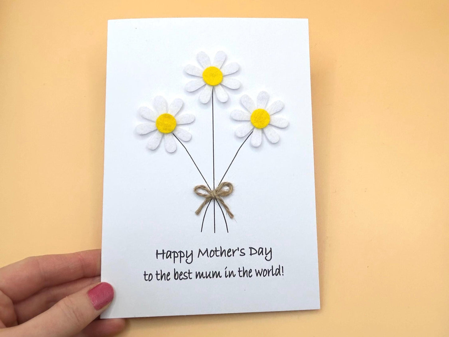 Handmade Daisy Mother's Day Card with Twine Bow