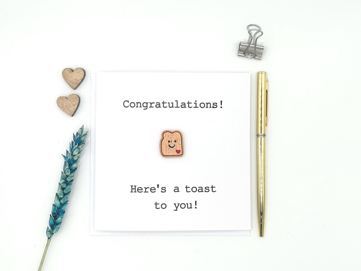 Congratulations Card, Funny New Job Card, Toast To Success Pun, Exam Well Done With Resin Toast