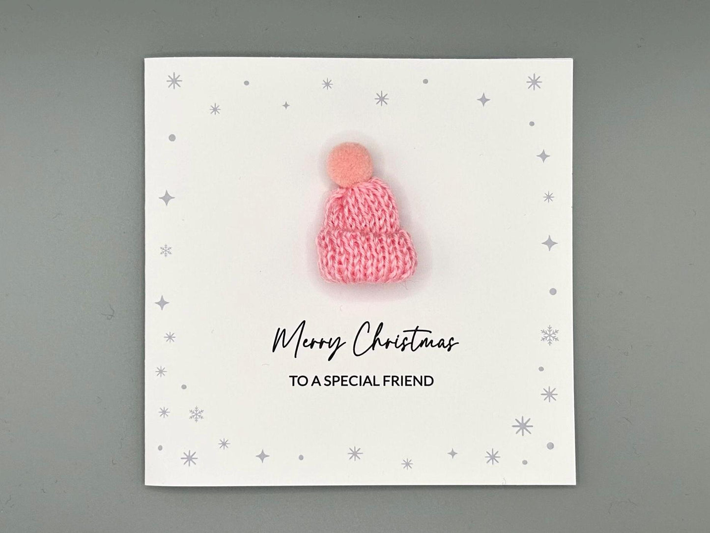 3D Knitted Bobble Hat Handmade Christmas Card - Merry Christmas To A Special Friend