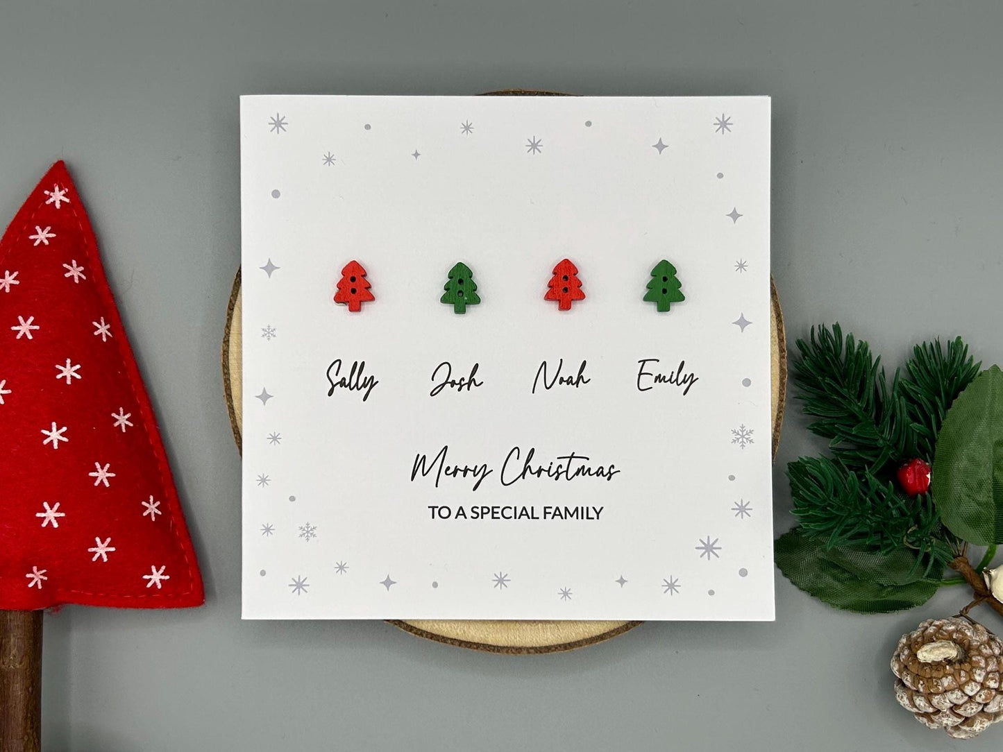 Merry Christmas To A Special Family - Personalised Christmas Card with Names - Christmas Tree Greetings Card