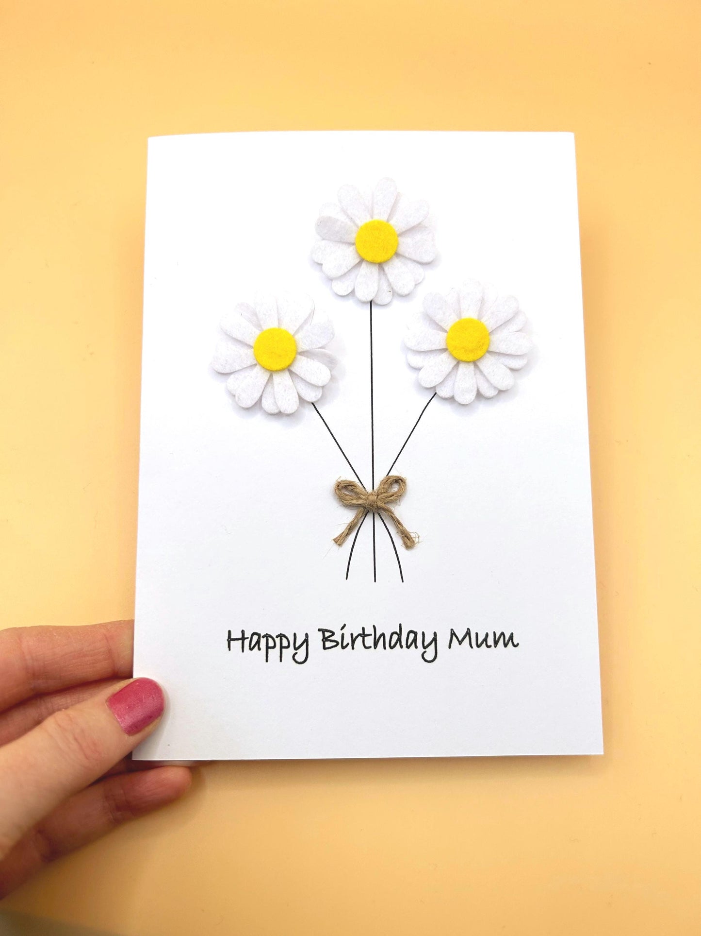 Handmade Daisy Birthday Card, Custom Card for Mum, Daughter, Sister, Ecofriendly Card