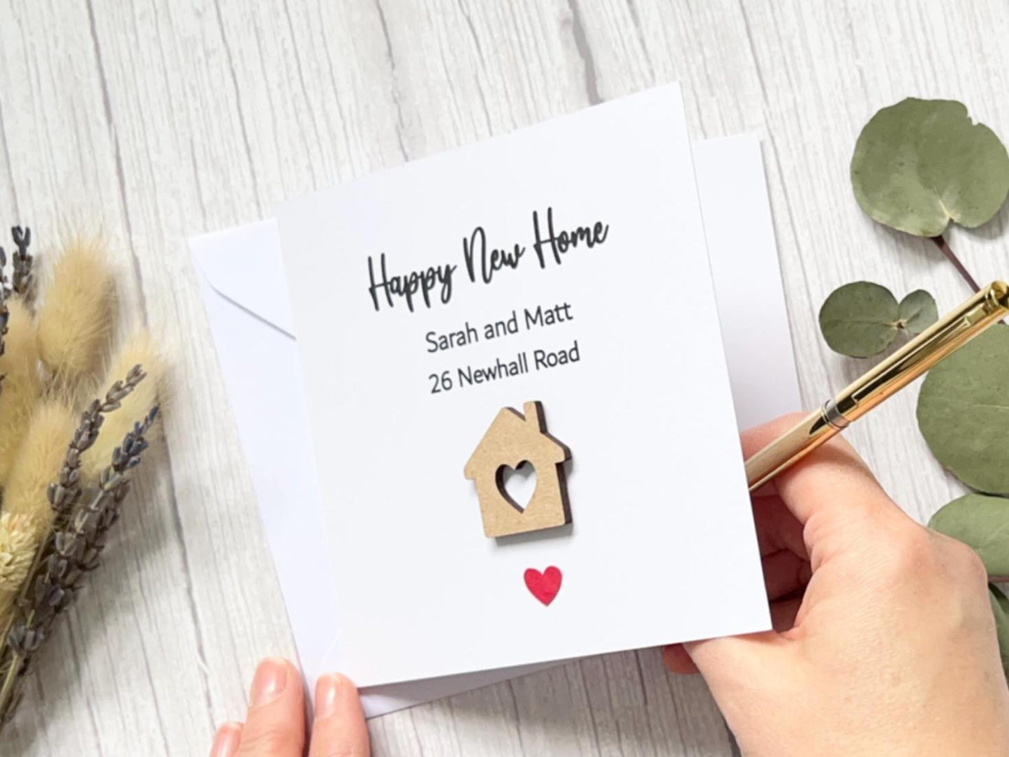 Personalised New Home Card, Wooden House, Moving Card