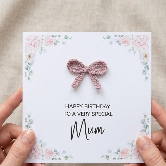 Personalised Bow Birthday Card for Her, Elegant Friend Daughter Mum Greeting