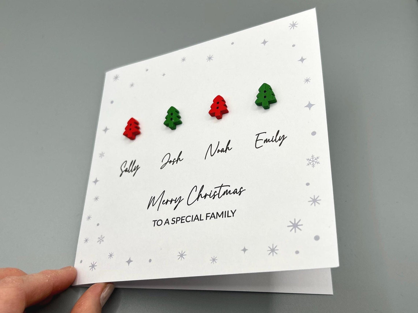 Merry Christmas To A Special Family - Personalised Christmas Card with Names - Christmas Tree Greetings Card