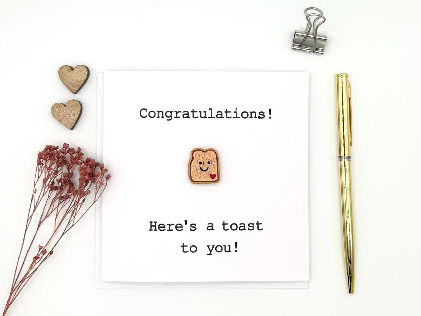 Congratulations Card, Funny New Job Card, Toast To Success Pun, Exam Well Done With Resin Toast