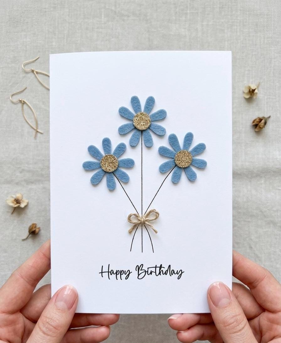 Personalised Happy Birthday Card, Daisy Handmade Card, Birthday Gift For Her, Card for Mum, Sister, Auntie, Daughter, Custom Card