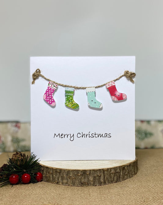 Handmade Christmas Stocking Card – Custom Family Names